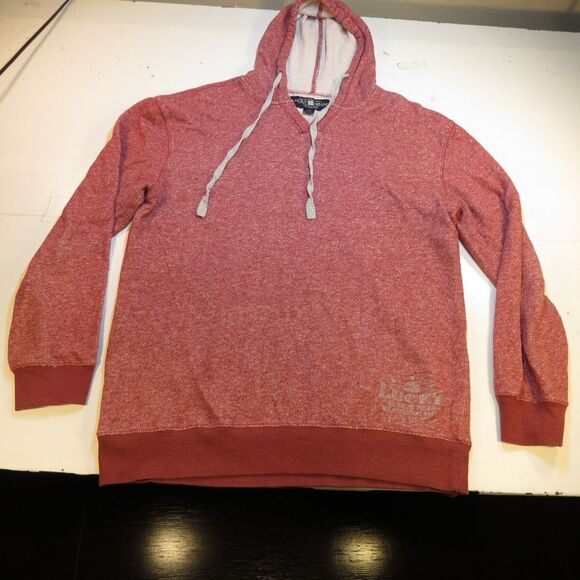 LUCKY BRAND JEANS CLASSIC PULLOVER HOODIE HOODED SWEATER SWEATSHIRT Mens M Red - Picture 1 of 3